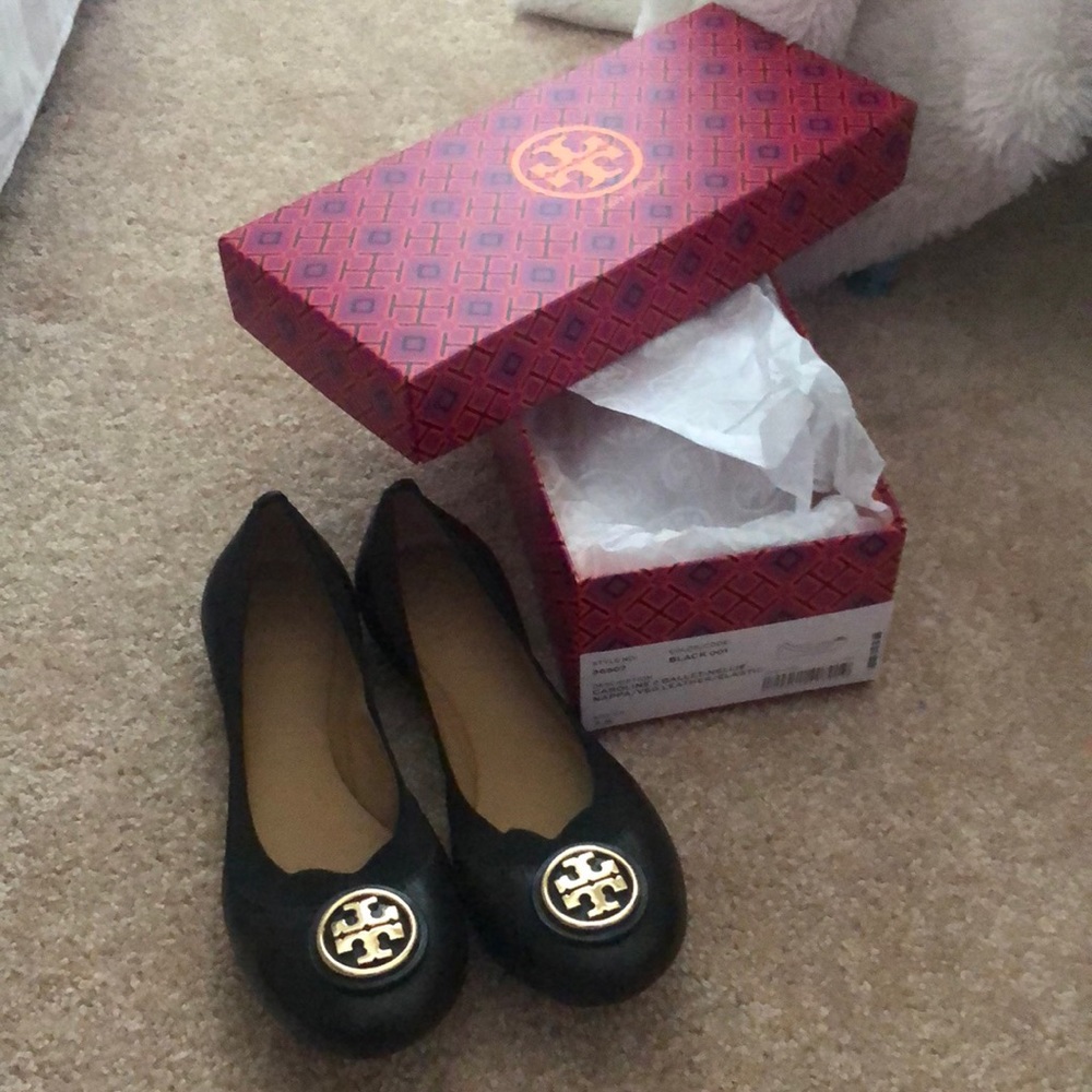 Black Tory Burch Caroline Ballet Flats